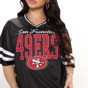 San Francisco 49ers Women's Black Mesh Jersey Top